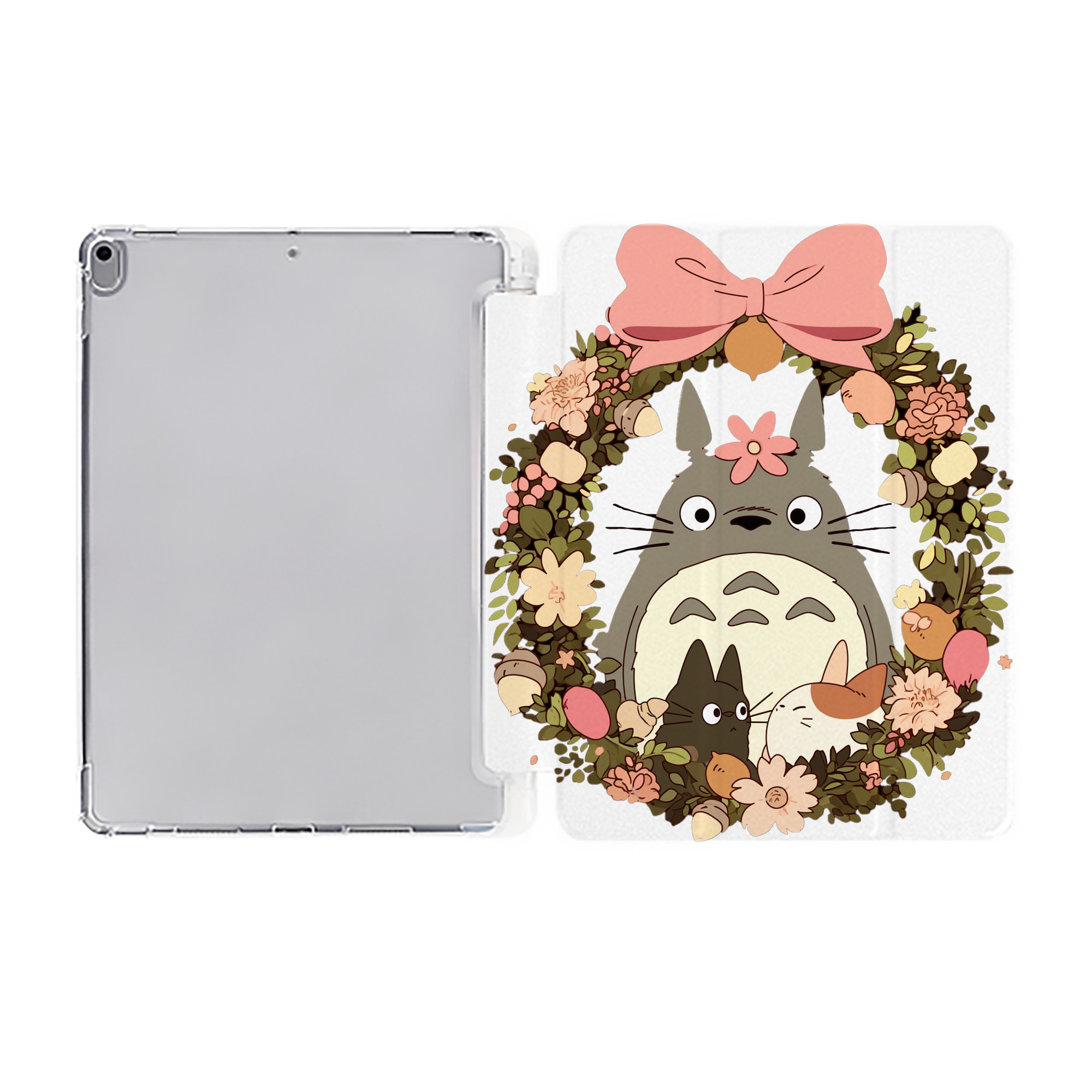 （画像用） となりのトトロ 草壁メイ 草壁サツキ My Neighbor Totoro Satsuki Kusakabe Mei Kusakabe IPad ケース ペン収納付き 三つ折りスタンド PUレザー×シリコン 対応機種9.5/10.5/10.9インチ